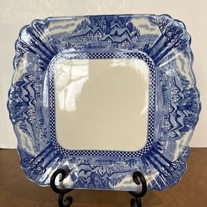 Vintage Square Serving Plate by Myott Son & Co England's Countryside Blue/White